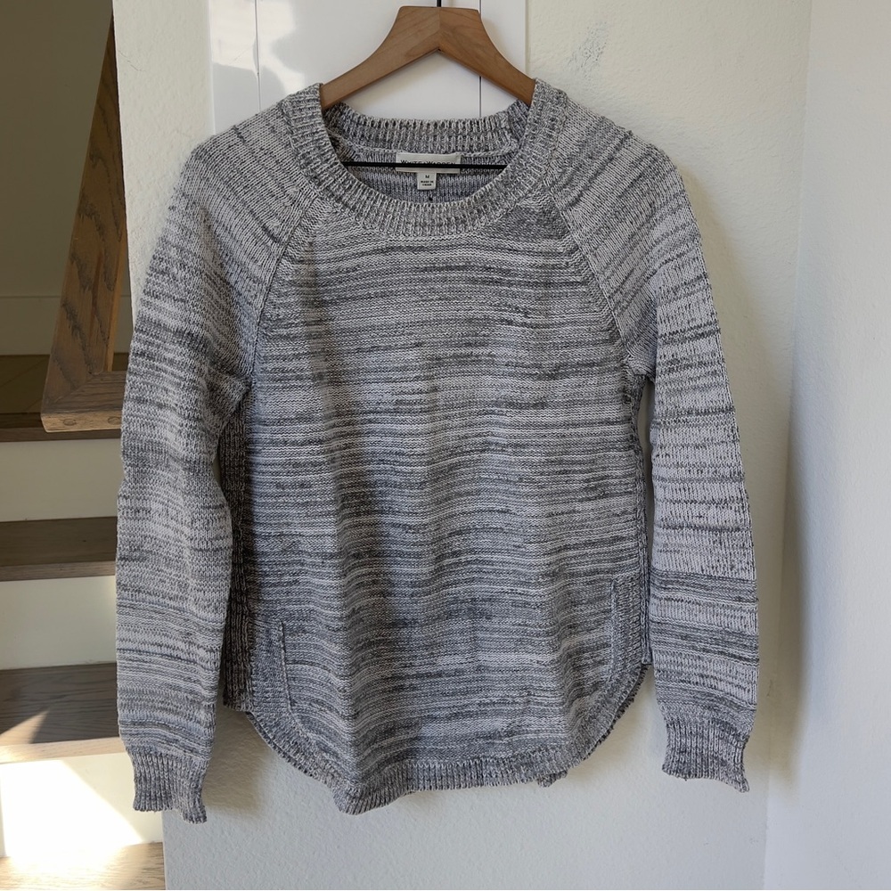 White + Warren Crewneck Cotton Sweater in Heather Gray